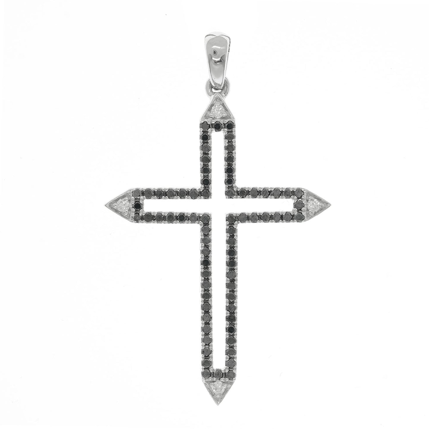 18K White Gold Black and White Diamond Pendant