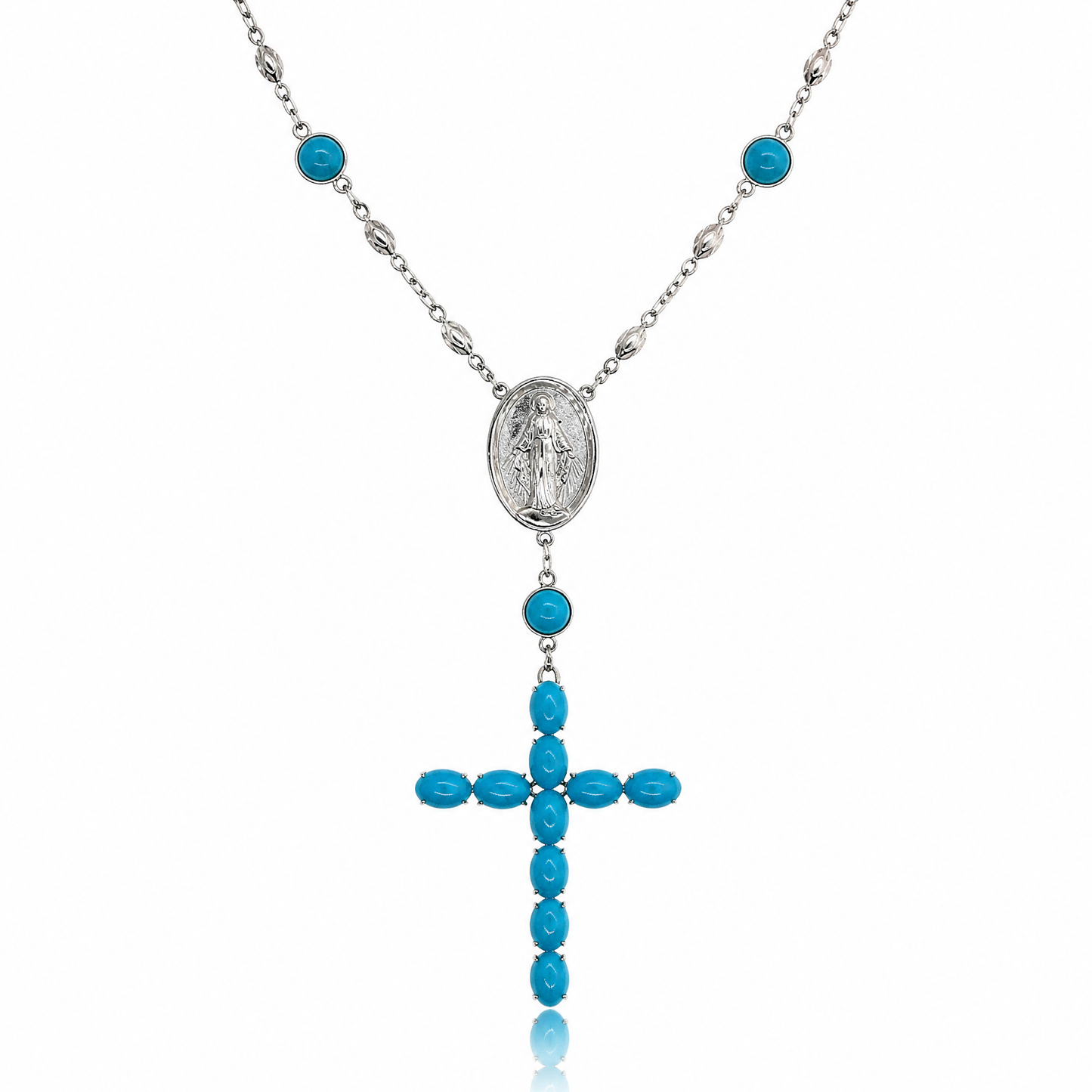 18K 松石玫瑰念珠鏈 18K Turquoise Rosary Necklace
