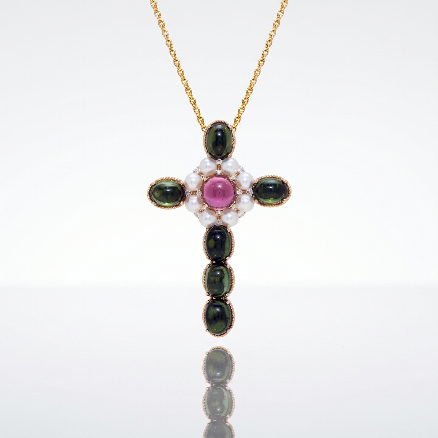 日本珠綠碧璽吊墜 Akoya Tourmaline Pendant