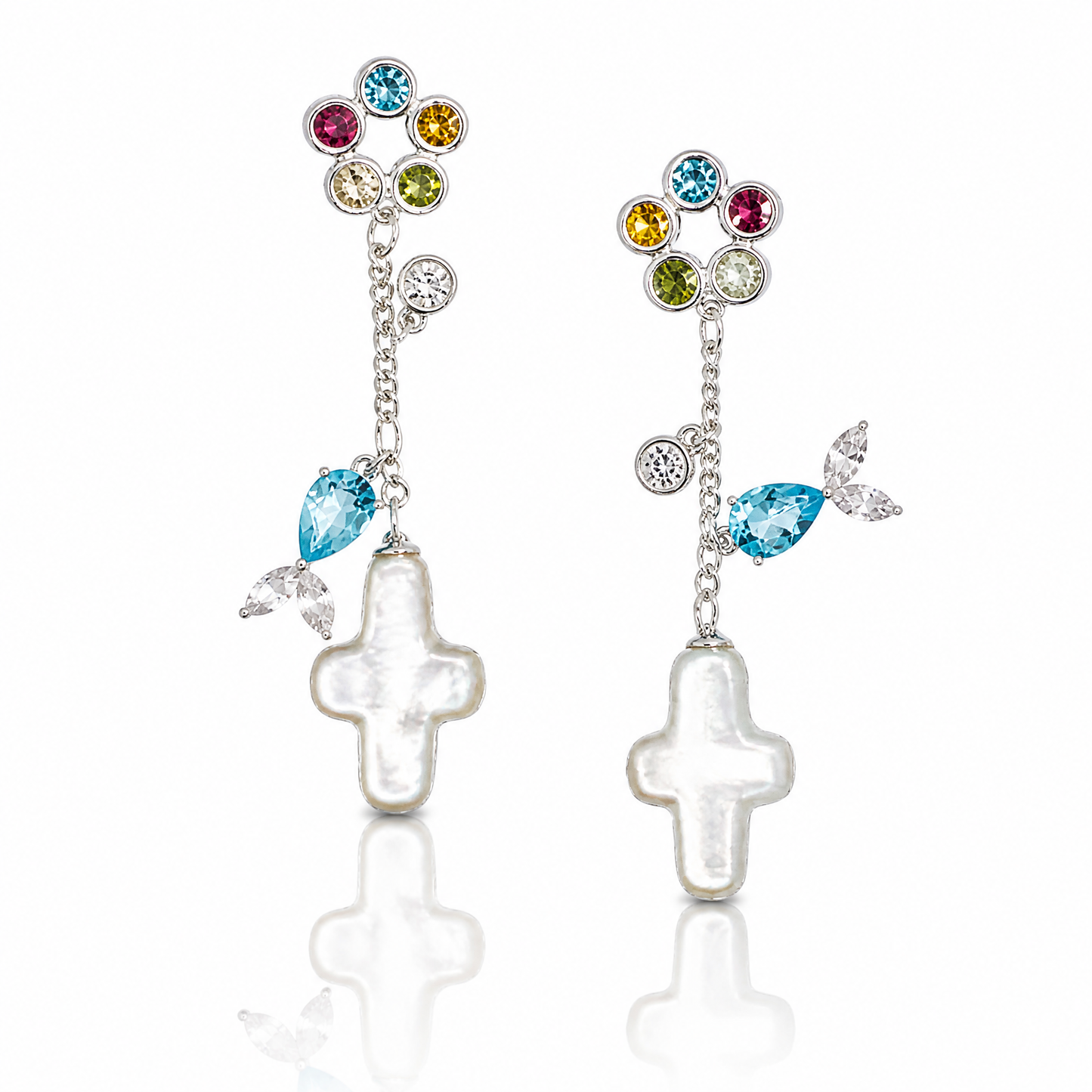 珍珠寶石耳環 Pearl and color gems Earring