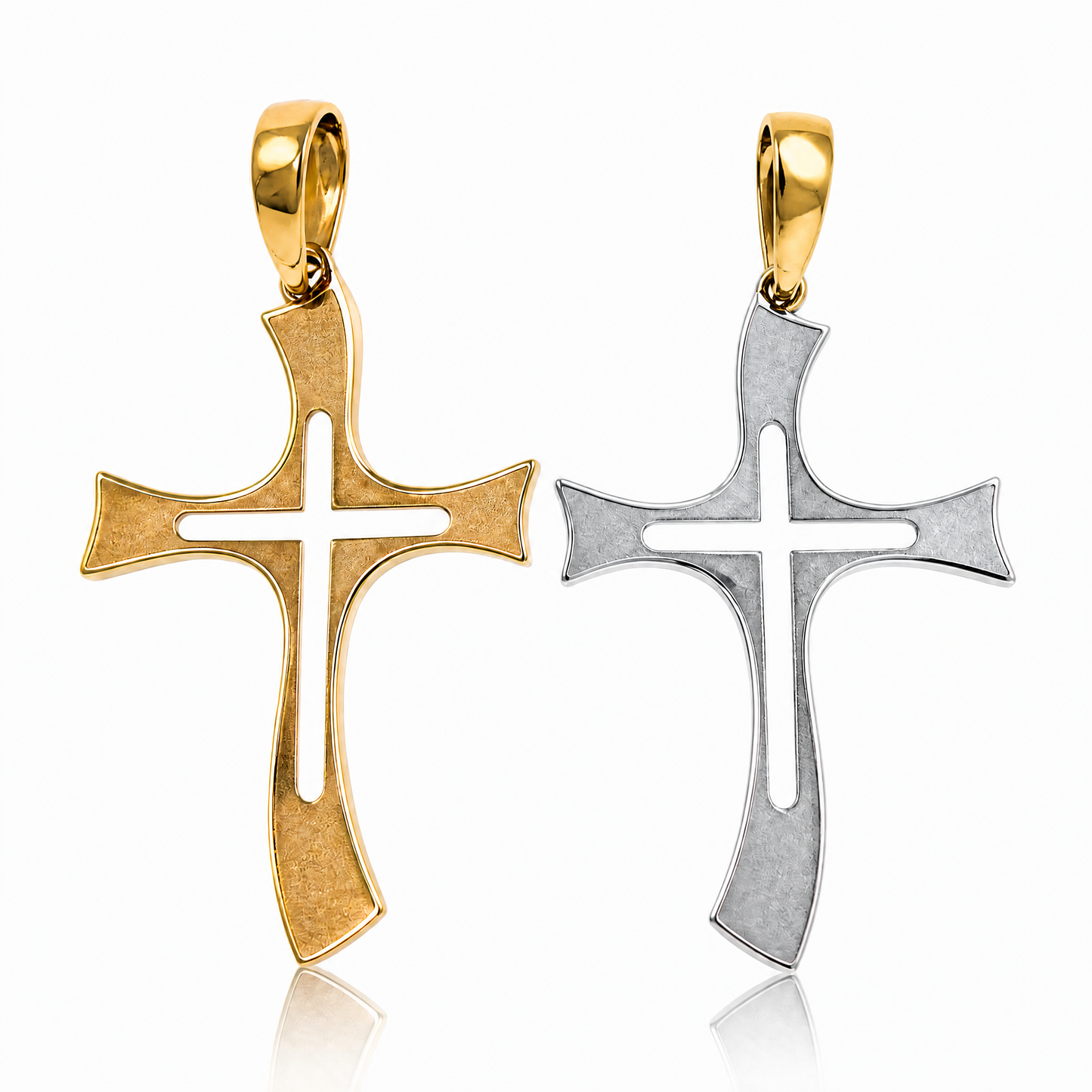18K 雙面十字架吊墜 18K Two Sided Cross Pendant