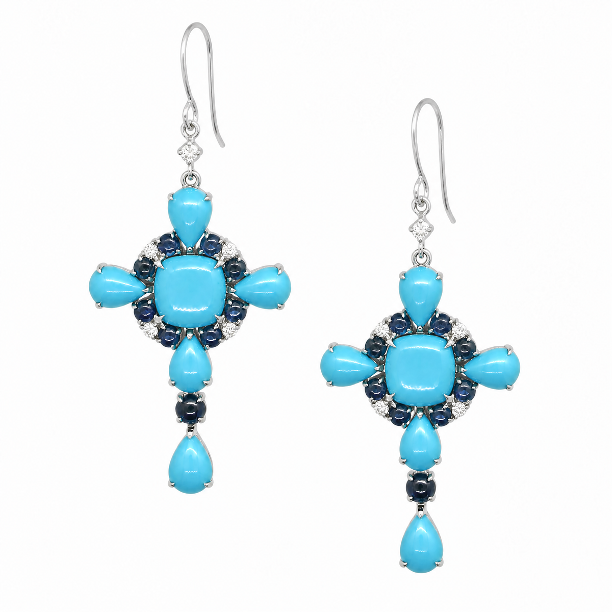 18K 綠松石藍寶石耳環 18K Turquoise Sapphire Earring