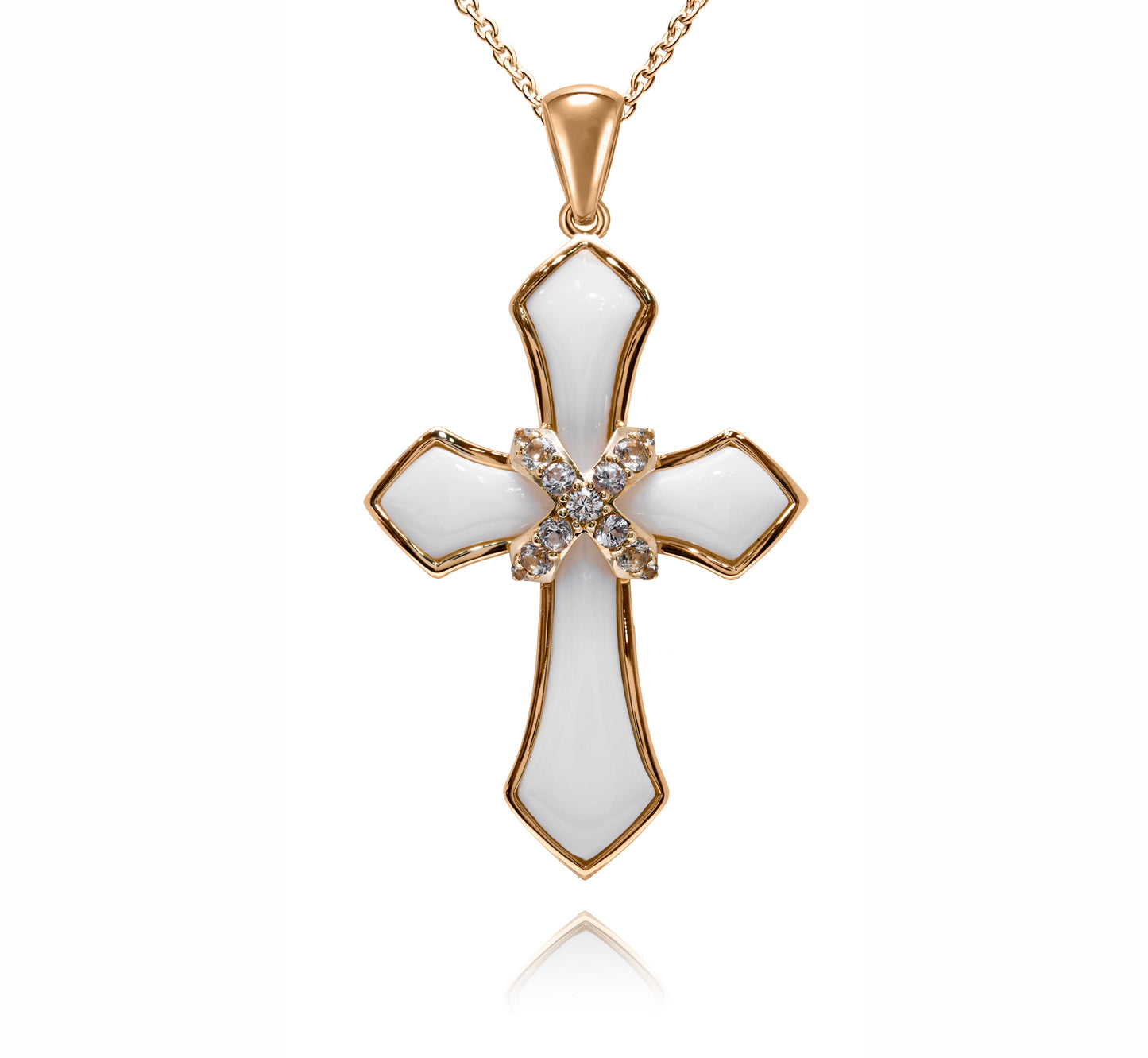 14K 白金白色藍寶石陶瓷吊墜