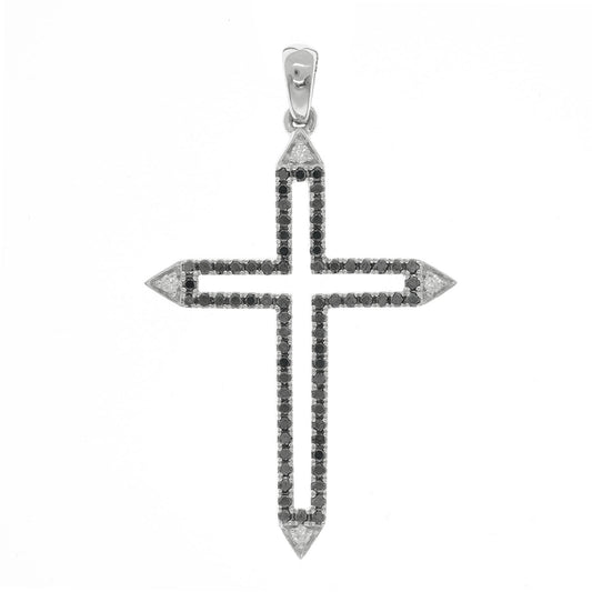 18K White Gold Black and White Diamond Pendant