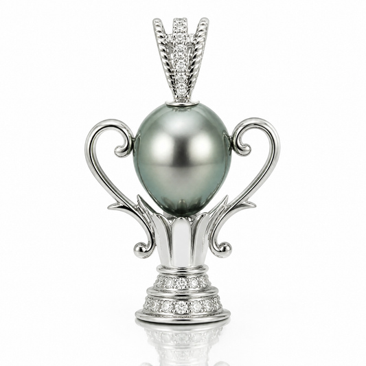 18K 黑珍珠鑽石吊墜 18K Black Pearl Diamond Pendant