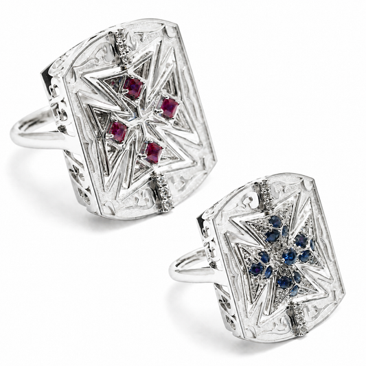 18K 紅藍寶石鑽石雙面戒指 18K Ruby Sapphire Diamond Ring