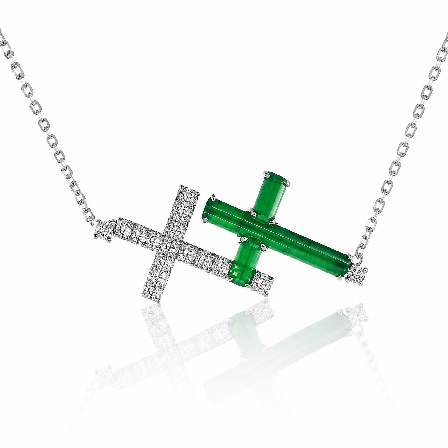 18K 鑽石翡翠吊墜 18K Diamond Jade Necklace