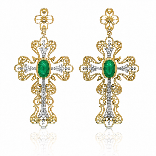 18K 綠寶石鑽石吊墜 18K Emerald Diamond Earring