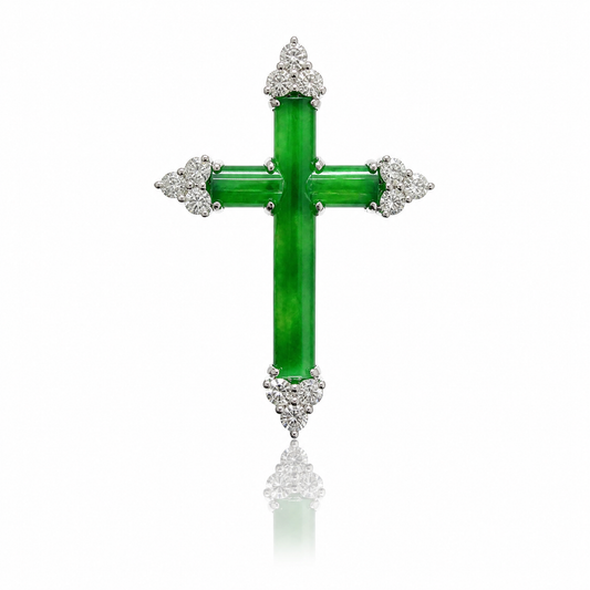 18K 翡翠鑽石吊墜 18K Jade Diamond Pendant
