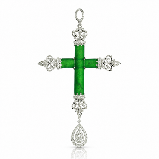 18K 翡翠鑽石吊墜 18K Jade Diamond Pendant