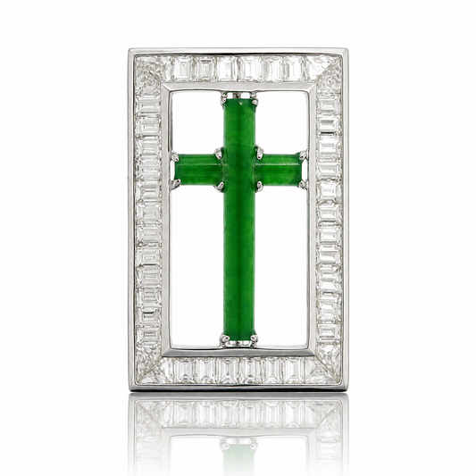 18K 翡翠鑽石吊墜 18K Jade Diamond Pendant