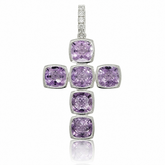 18K 紫晶鑽石吊墜 18K Amethyst Diamond Pendant
