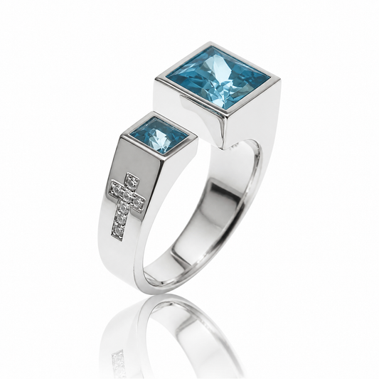PT950 托帕石鑽石戒指 PT950 Topaz Ring