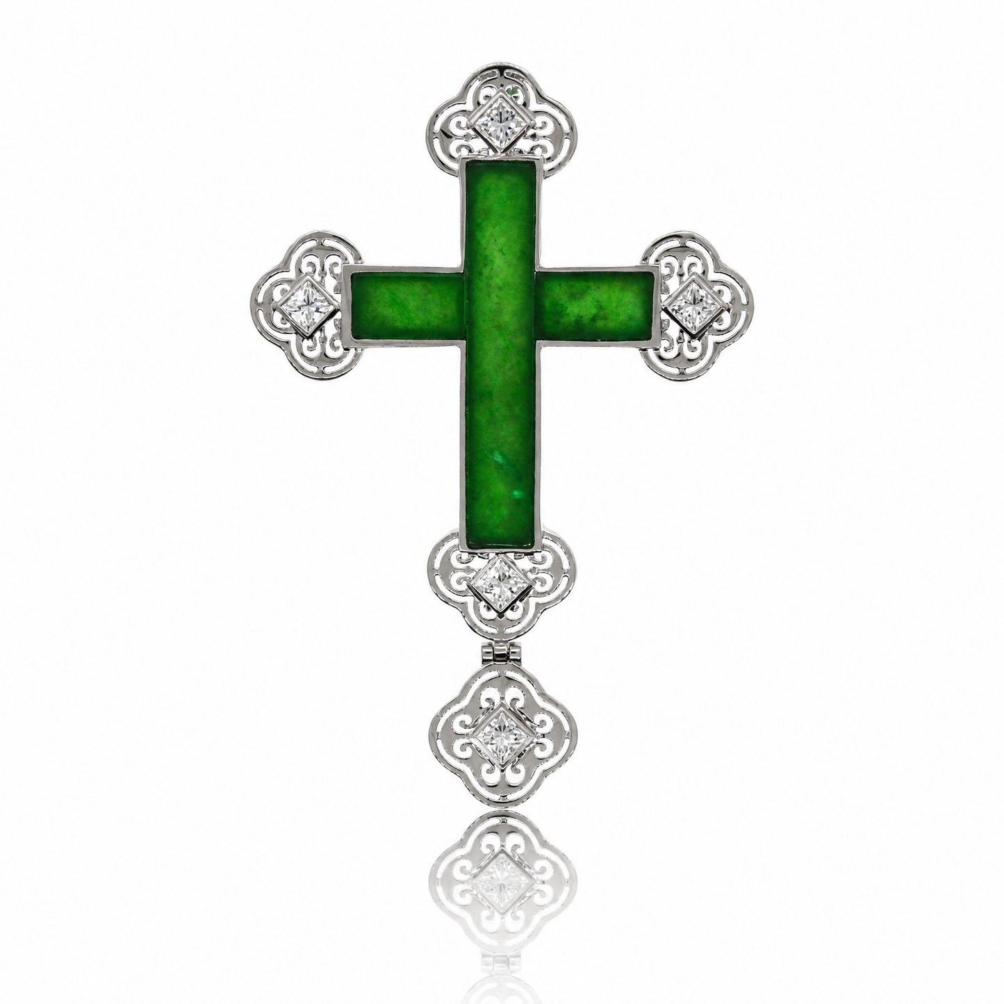18K 翡翠鑽石吊墜 18K Jade Diamond Pendant