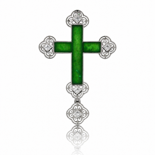 18K 翡翠鑽石吊墜 18K Jade Diamond Pendant