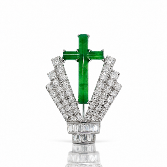 18K 翡翠鑽石吊墜 18K Jade Diamond Pendant