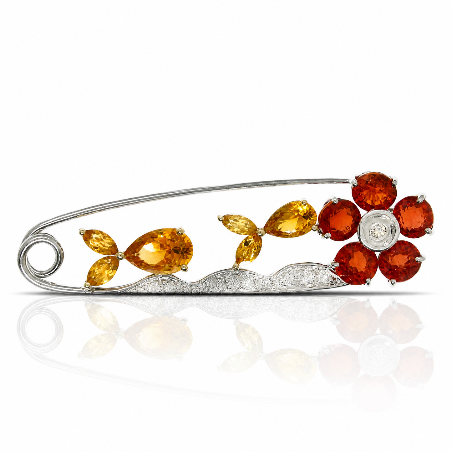 18K 橙藍寶石黃晶胸針 18K Orange Sapphire Citrine Brooch