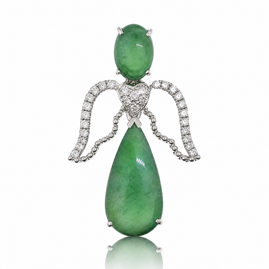 18K 翡翠鑽石吊墜 18K Jade Diamond Pendant
