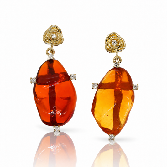 18K 火紅蛋白石耳環 18K Fire Opal Earring