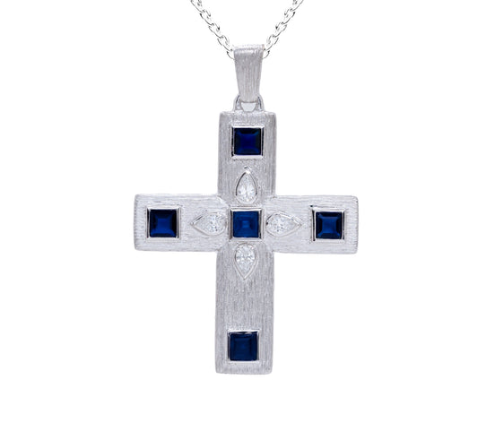 18K 黃金藍寶梨形鑽吊墜 18K Yellow Gold Sapphire Pendant
