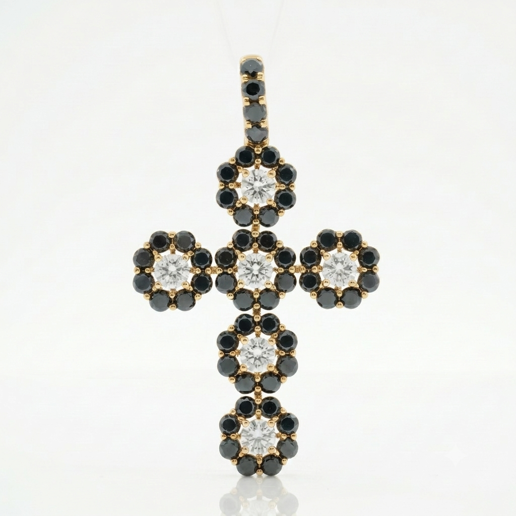 18K 黑白鑽石吊墜 18K Black and White Diamond Pendant