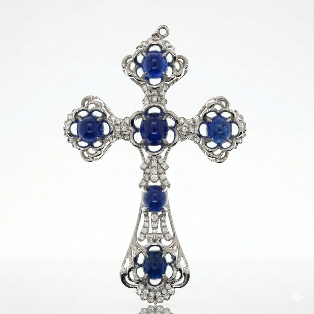 18K 藍寶石鑽石吊墜 18K Sapphire and Diamond Pendant