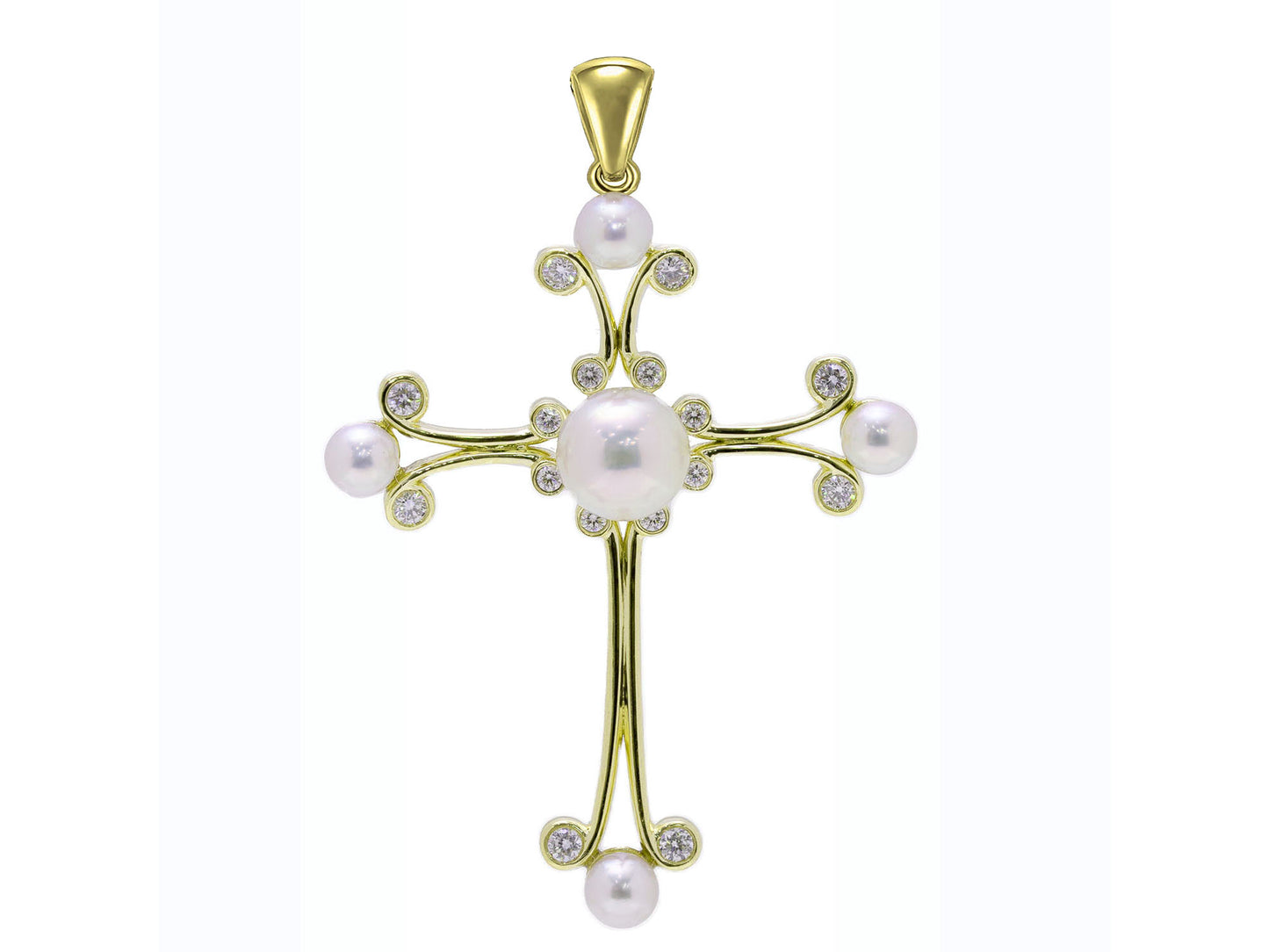 18K Gold Akoya Diamond Pendant