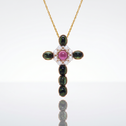 日本珠綠碧璽吊墜 Akoya Tourmaline Pendant