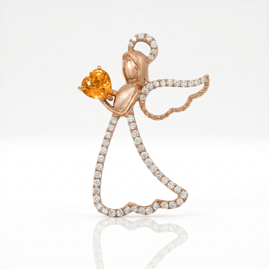 18K 彩藍寶吊墜 18K Orange Sapphire Pendant