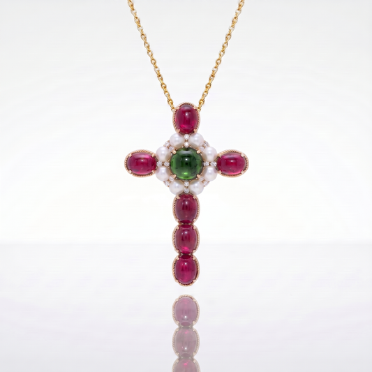 日本珠紅碧璽吊墜 Akoya Rubellite Pendant