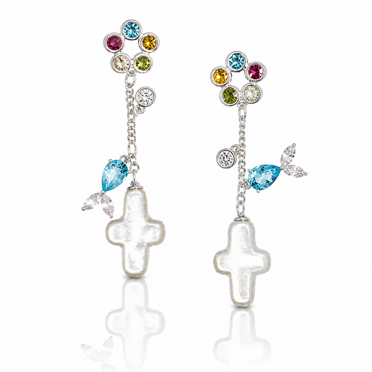 珍珠寶石耳環 Pearl and color gems Earring