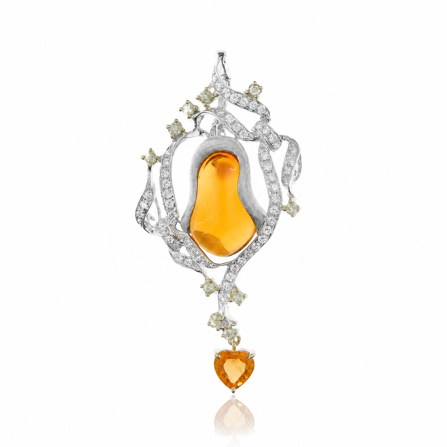 18K 火歐珀橙藍寶石吊墜 18K Fire Opal and Sapphire Pendant