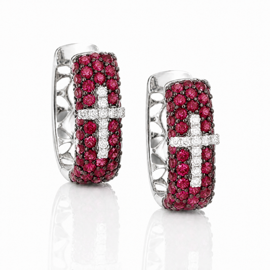 18K 紅寶鑽石耳環 18K Ruby and Diamond Earring