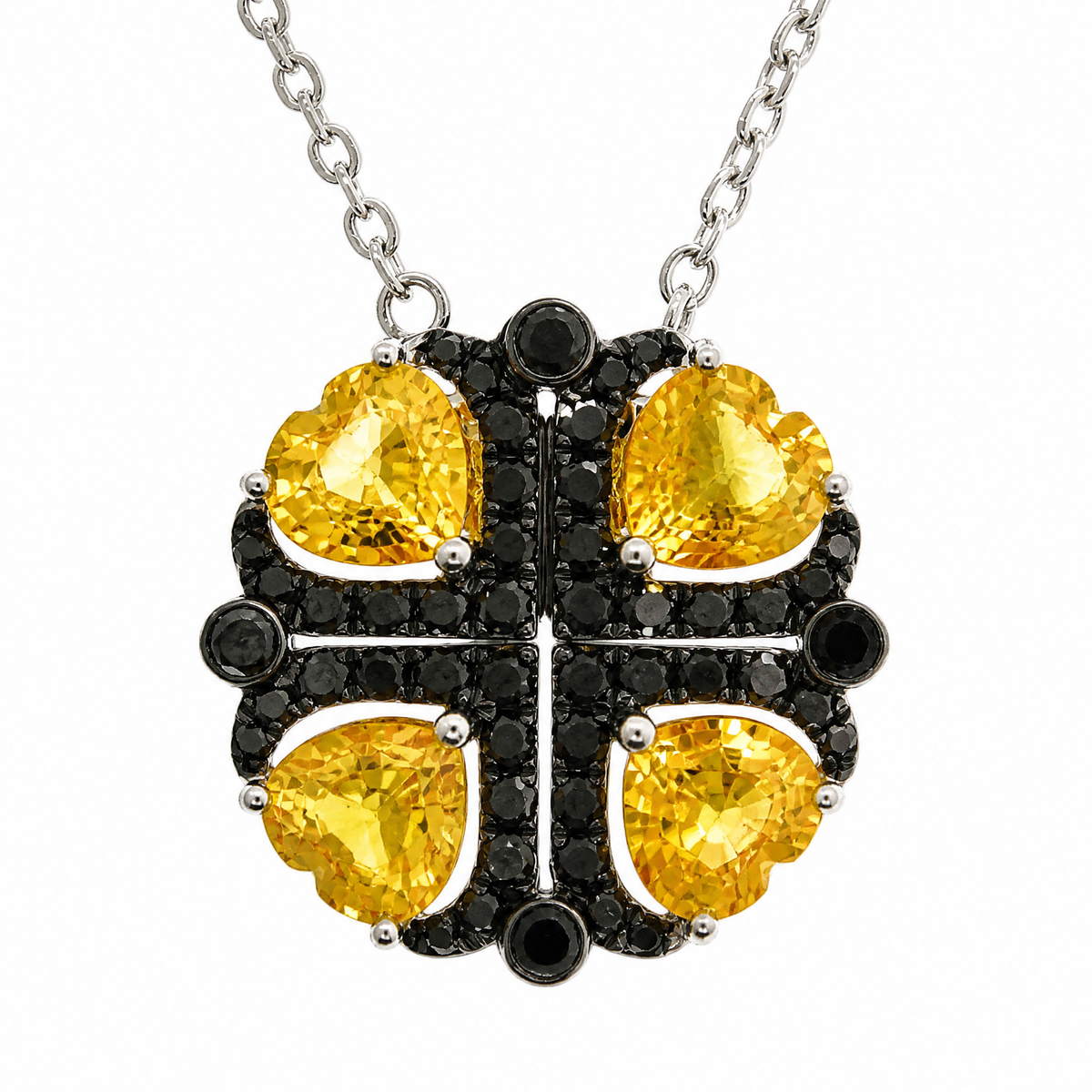 18K 黃寶石黑鑽石吊墜 18K Yellow Sapphire Black Diamond Necklace