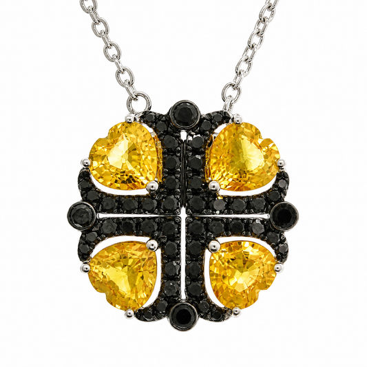 18K 黃寶石黑鑽石吊墜 18K Yellow Sapphire Black Diamond Necklace