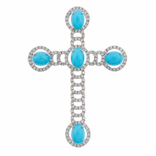 18K 綠松石鑽石吊墜 18K Turquoise Diamond Pendant