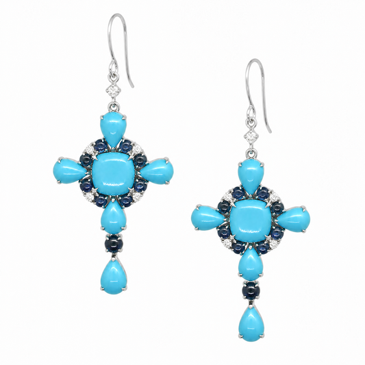 18K 綠松石藍寶石耳環 18K Turquoise Sapphire Earring
