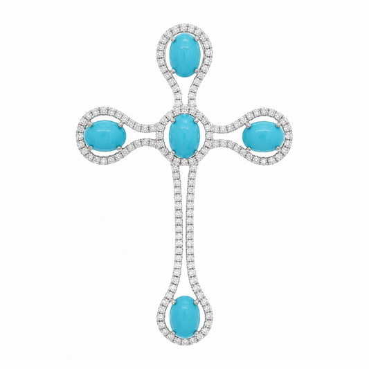 18K 綠松石鑽石吊墜 18 Turquoise Diamond Pendant