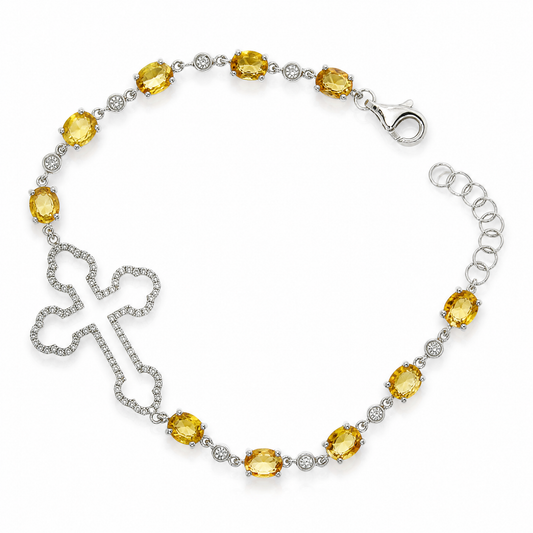 18K 黃寶石鑽石手鏈 18K Yellow Sapphire Diamond Bracelet