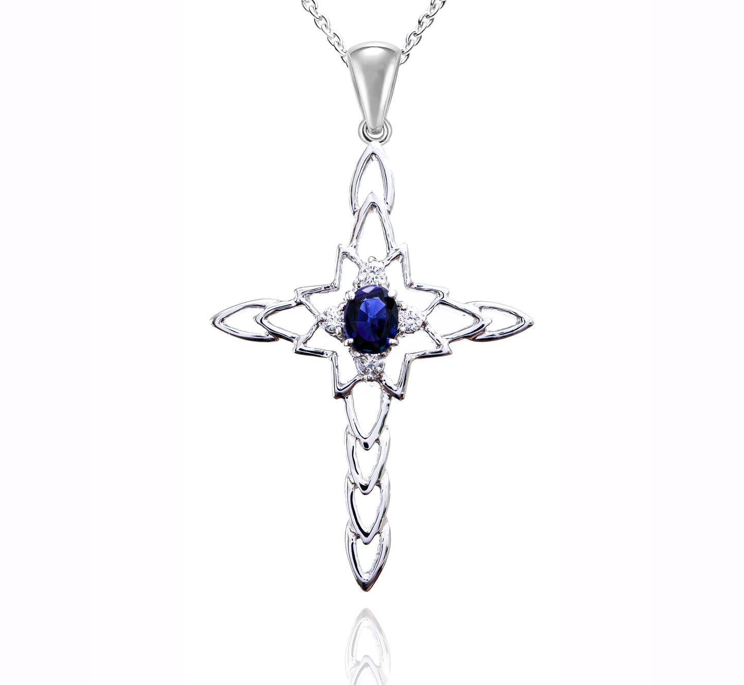 18K 白金藍寶石吊墜 18K White Gold Sapphire Pendant