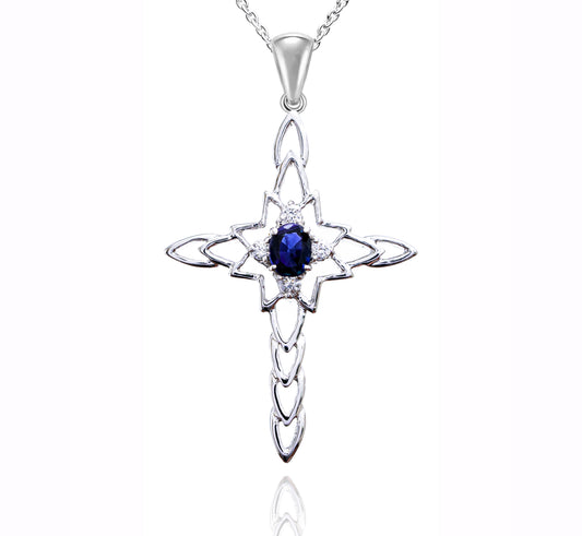 18K 白金藍寶石吊墜 18K White Gold Sapphire Pendant