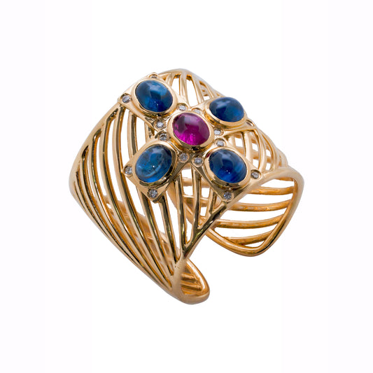 18K 黃金紅藍寶石戒指 Ring